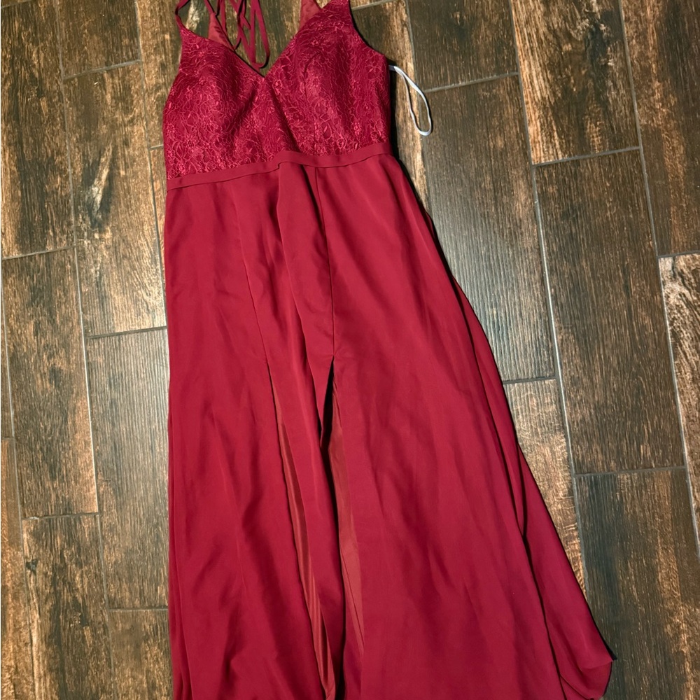 Azazie Deep Red Gown
